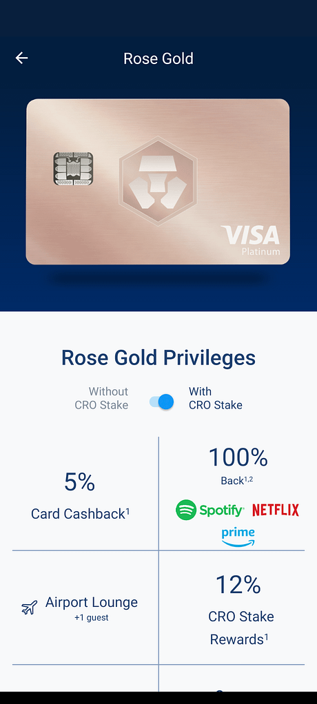 Rose gold visa card