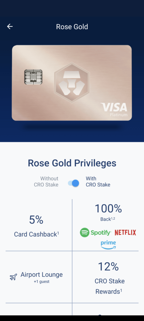 Rose gold visa card